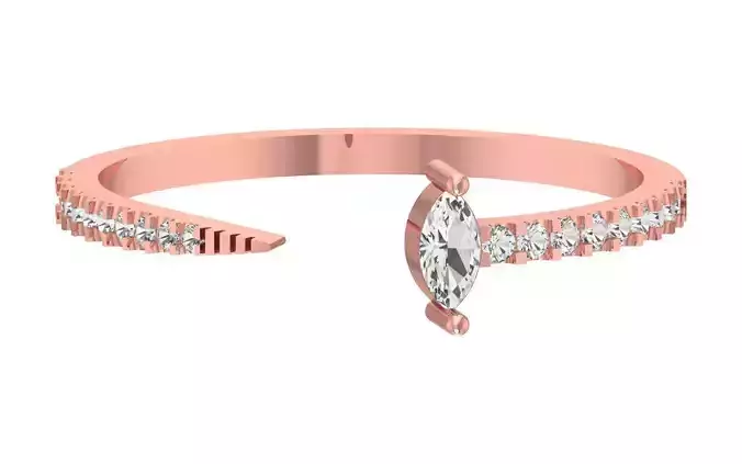 Solitaire Women Light Weight Marquise Stone Band Ring