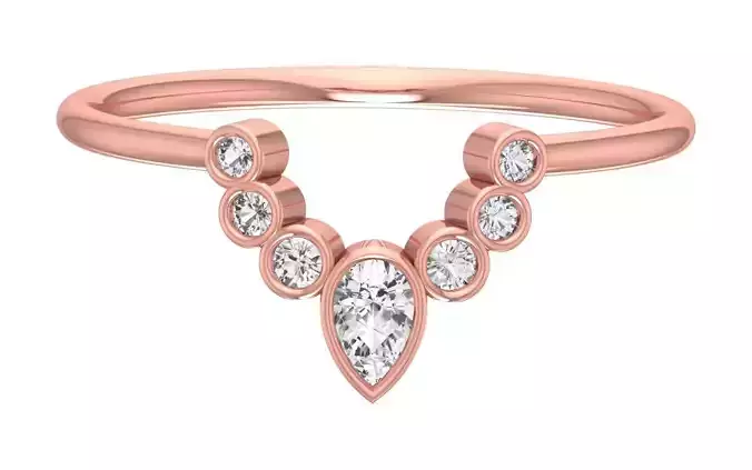 Solitaire Women Light Weight Pear Stone Band Ring