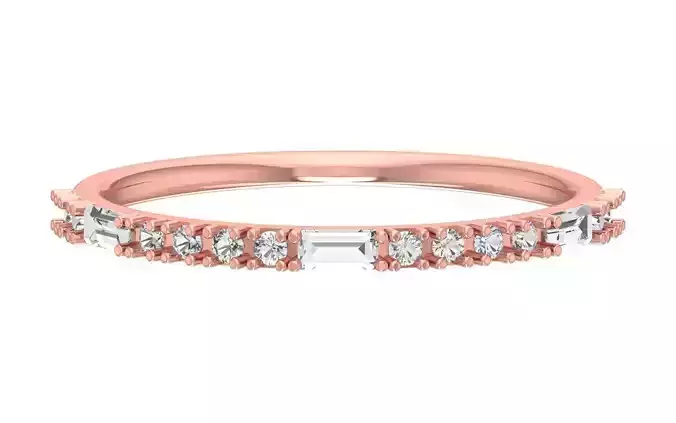 Solitaire Women Light Weight Baguette Stone Band Ring