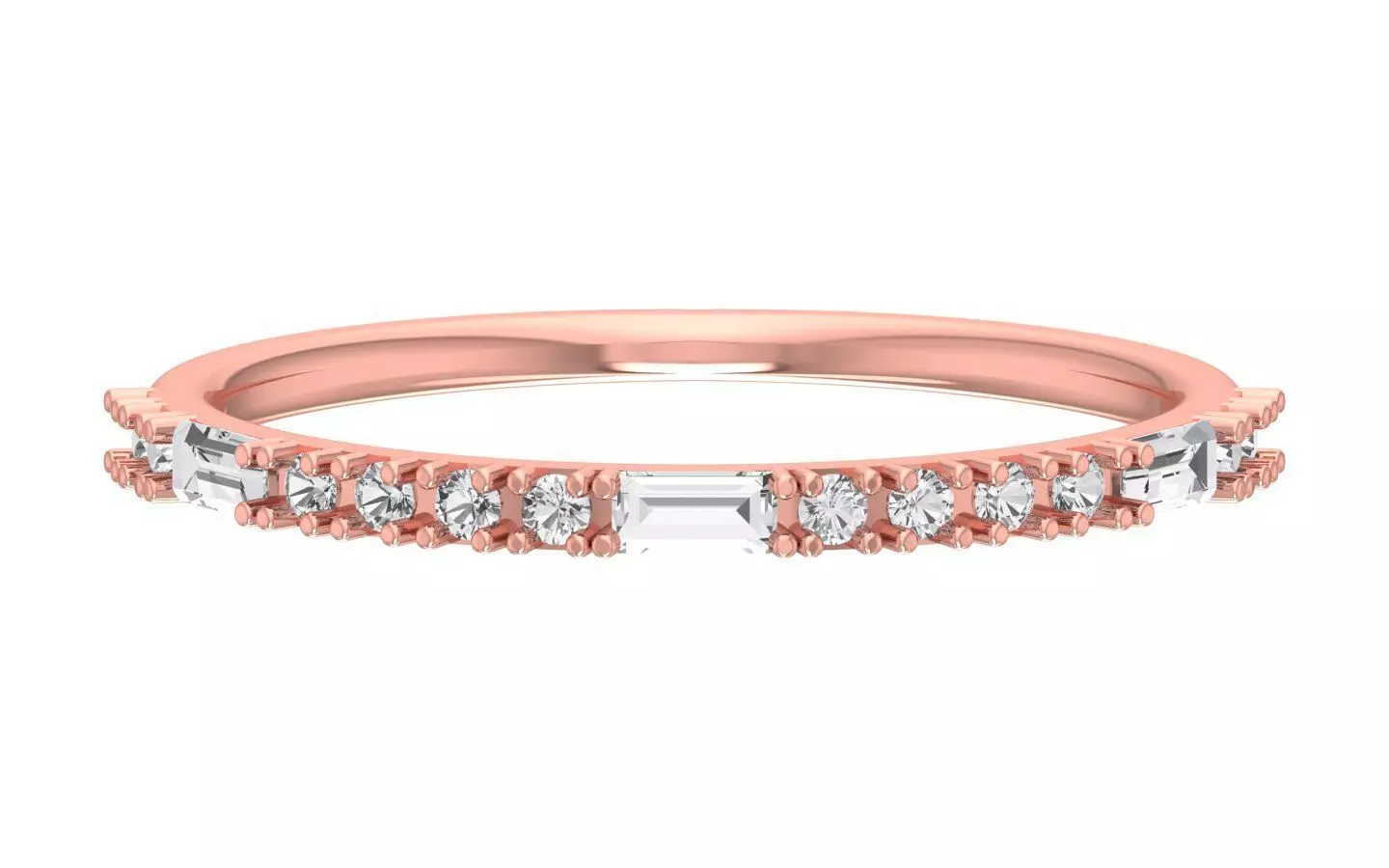 Solitaire Women Light Weight Baguette Stone Band Ring 3D print model
