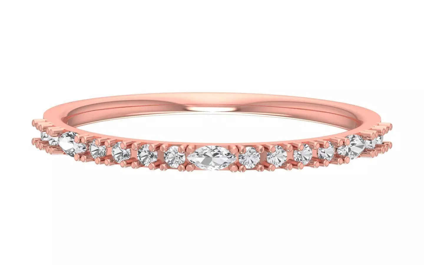 Solitaire Women Light Weight Marquise Stone Band Ring 3D print model