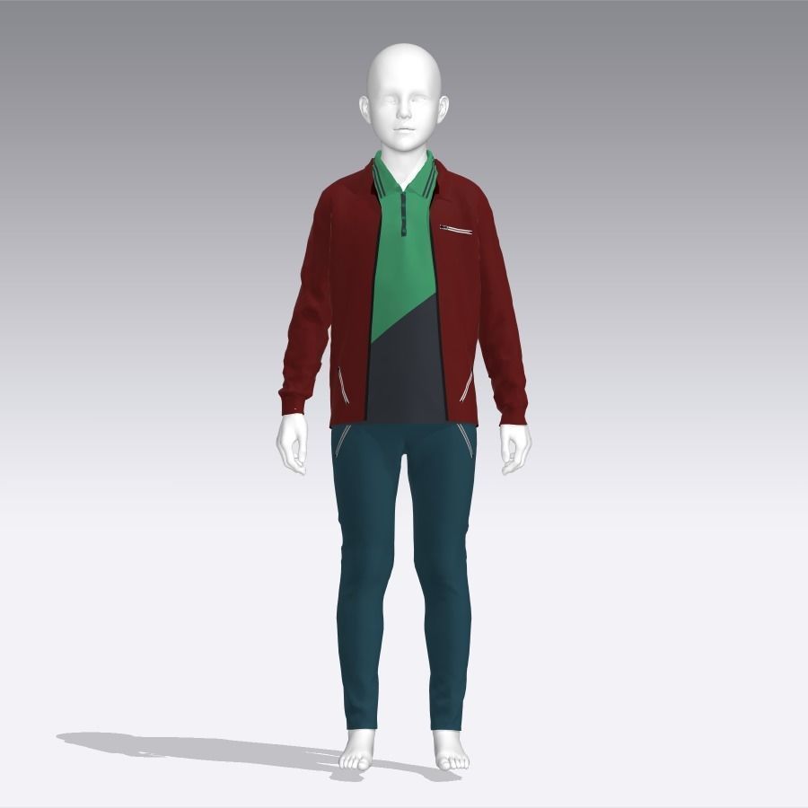 Kid Clothes Outfit Low-poly 3D model_1