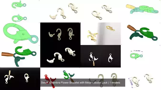 Sweet Alhambra Flower Bracelet with Metal Lobster Lock 3D Model Collection