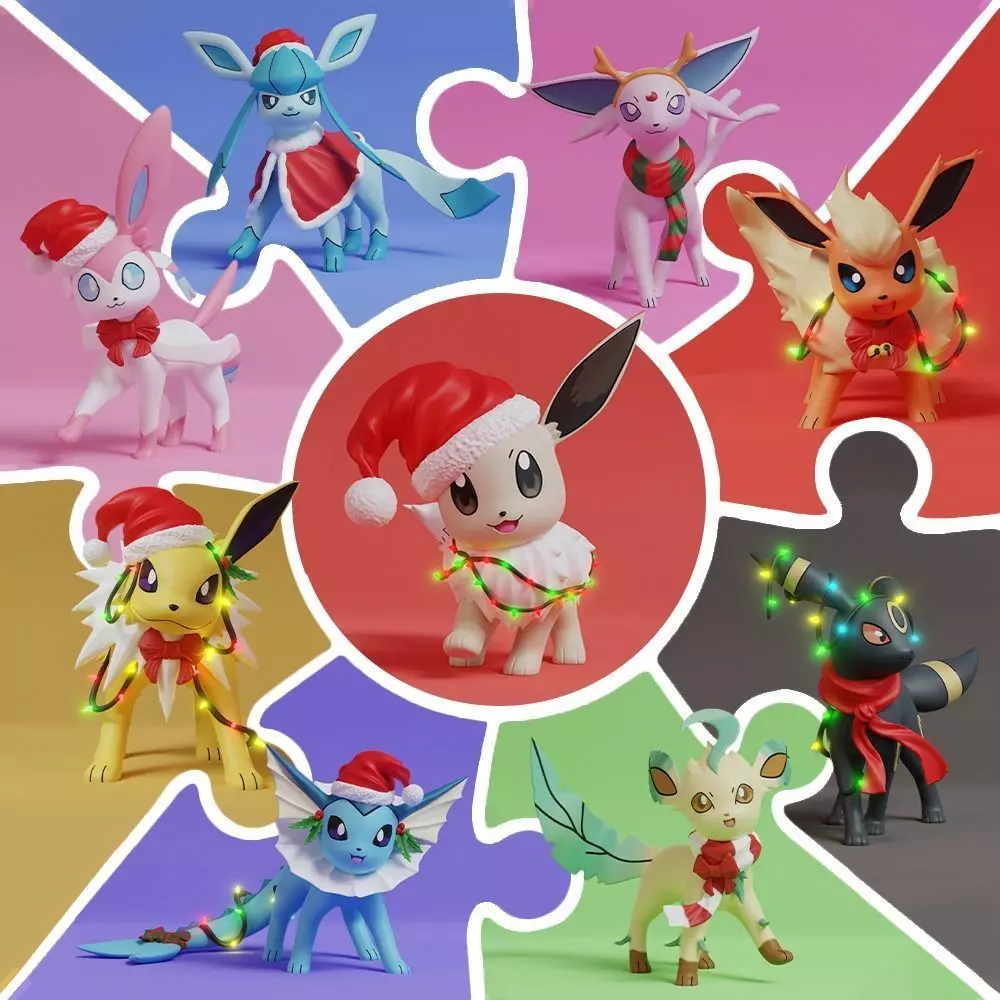 Pokemon - Eeveelutions in Christmas Style 3D print model_0