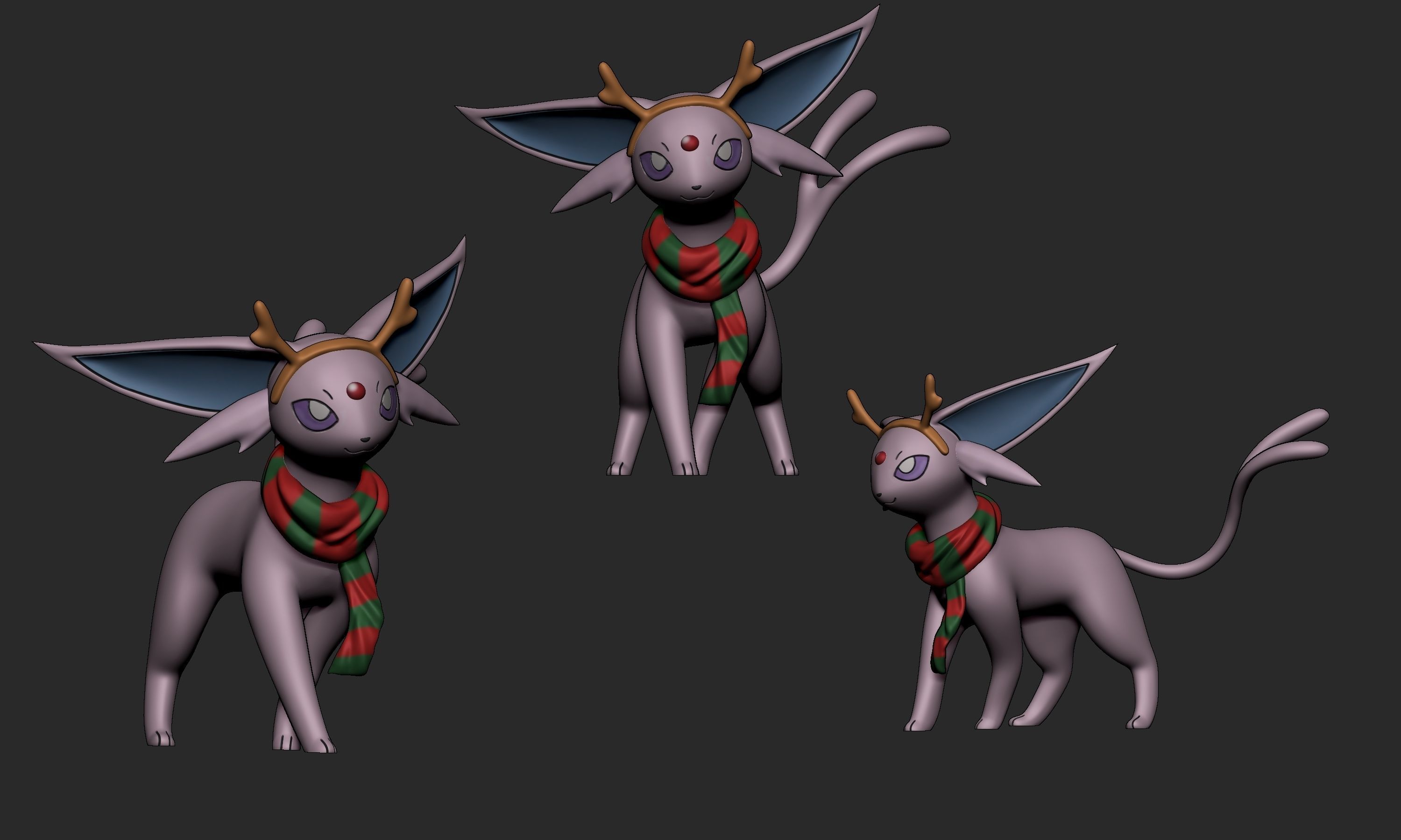 Pokemon - Eeveelutions in Christmas Style 3D print model_5