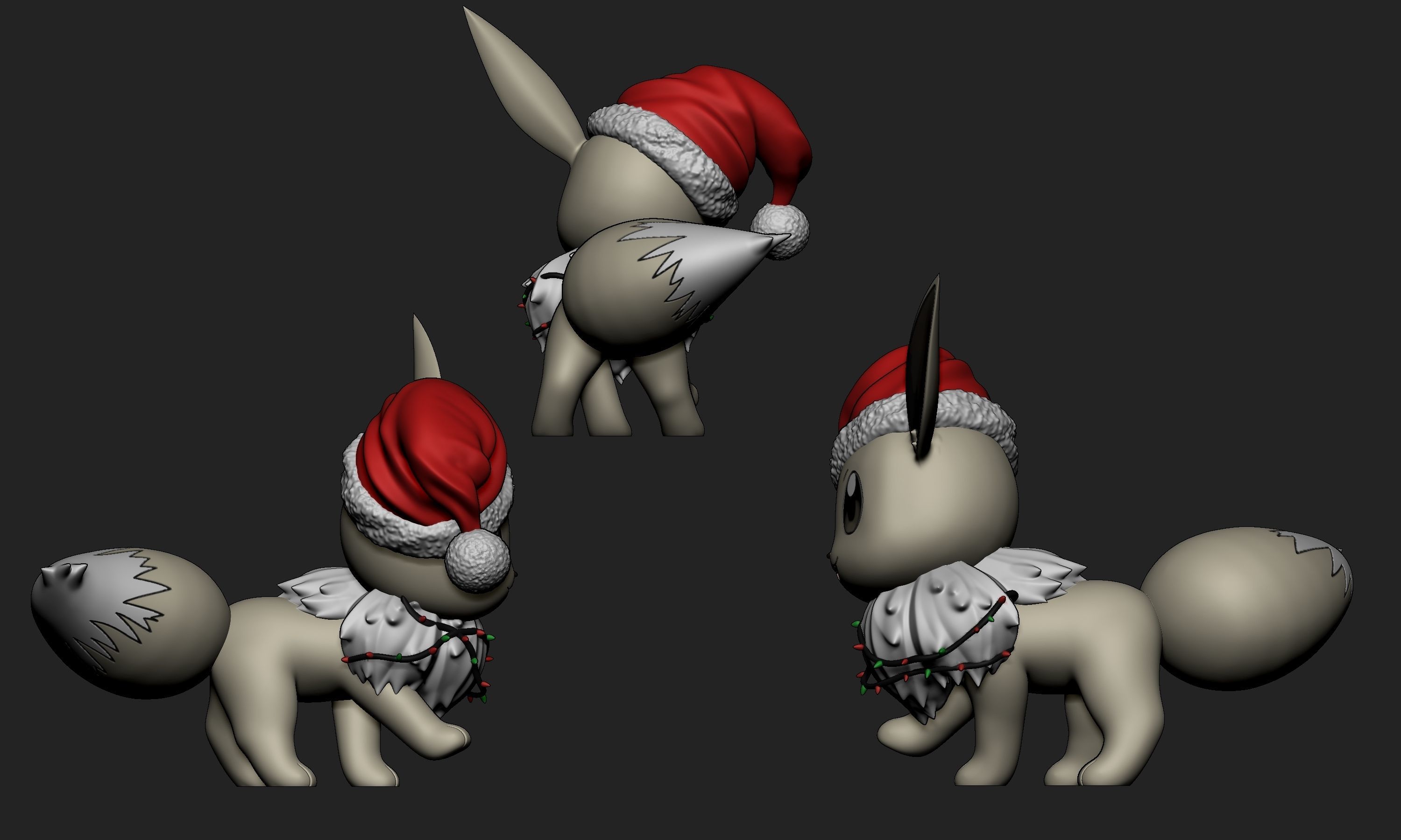 Pokemon - Eeveelutions in Christmas Style 3D print model_3