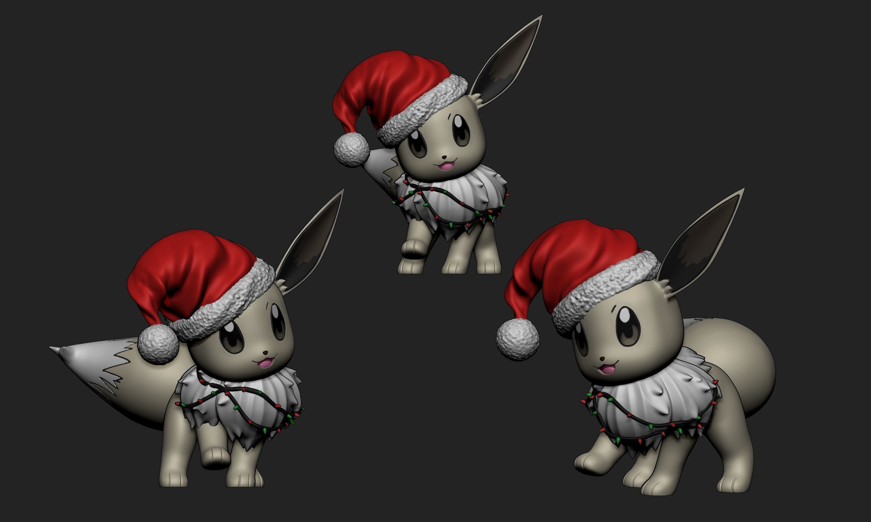 Pokemon - Eeveelutions in Christmas Style 3D print model_2