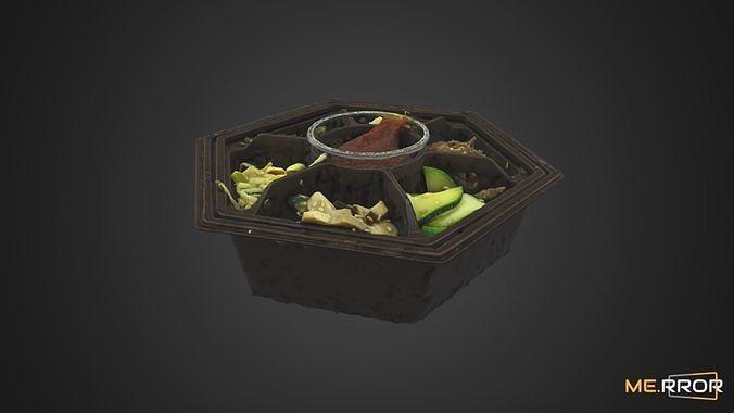 Bibimbab octagonal food tray for sims 3D model 2