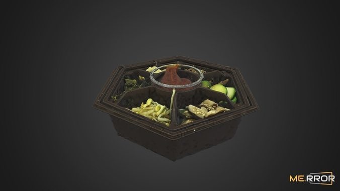 Bibimbab octagonal food tray for sims 3D model 7