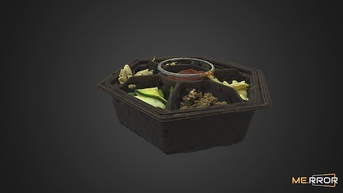 Bibimbab octagonal food tray for sims 3D model 4
