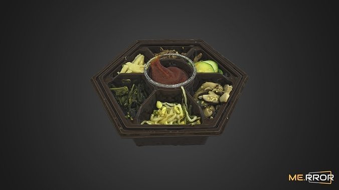 Bibimbab octagonal food tray for sims 3D model 3
