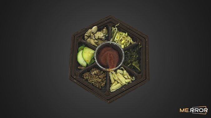 Bibimbab octagonal food tray for sims 3D model 5