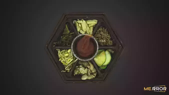 Bibimbab octagonal food tray for sims 3D model