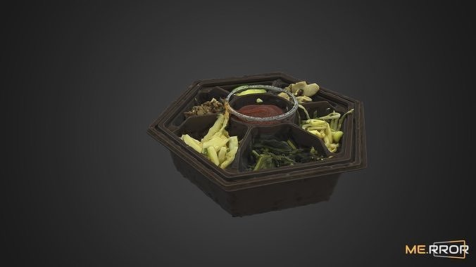 Bibimbab octagonal food tray for sims 3D model 6