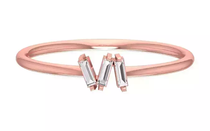 Solitaire Women Light Weight Baguette Stone Band Ring