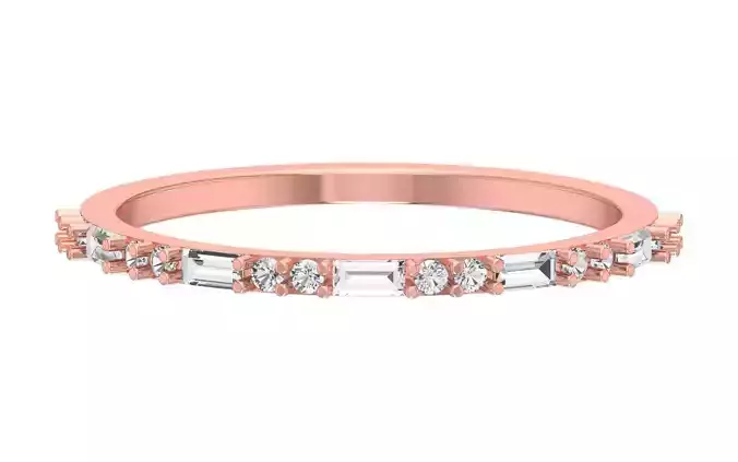 Solitaire Women Light Weight Baguette Stone Band Ring