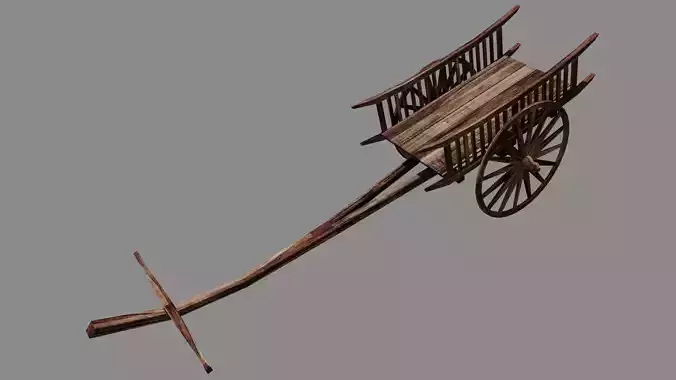 Old thai cart Low-poly 3D model
