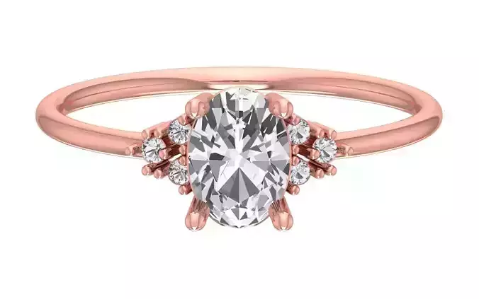 Solitaire Women Light Weight Oval Stone Band Ring