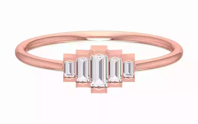Solitaire Women Light Weight Baguette Stone Band Ring