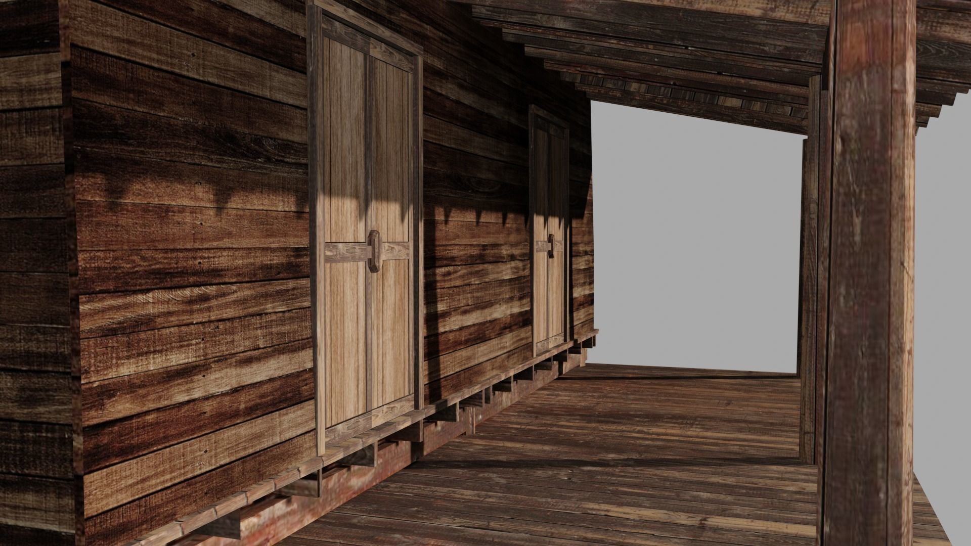 Ancient Thai wooden house Low-poly 3D model_4