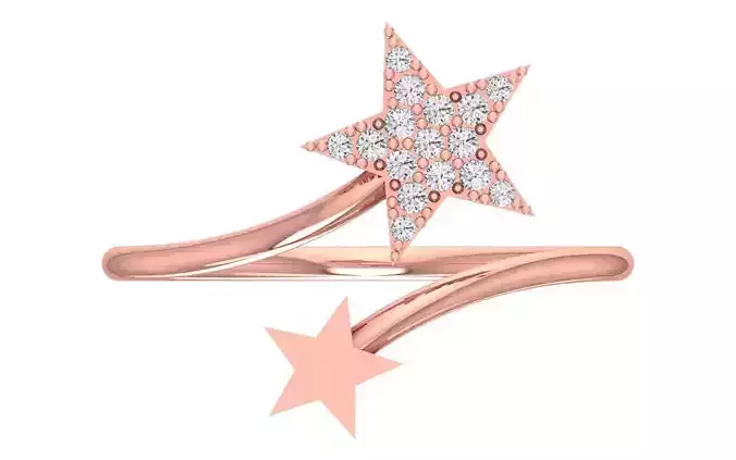 Solitaire Women Light Weight Star Band Ring