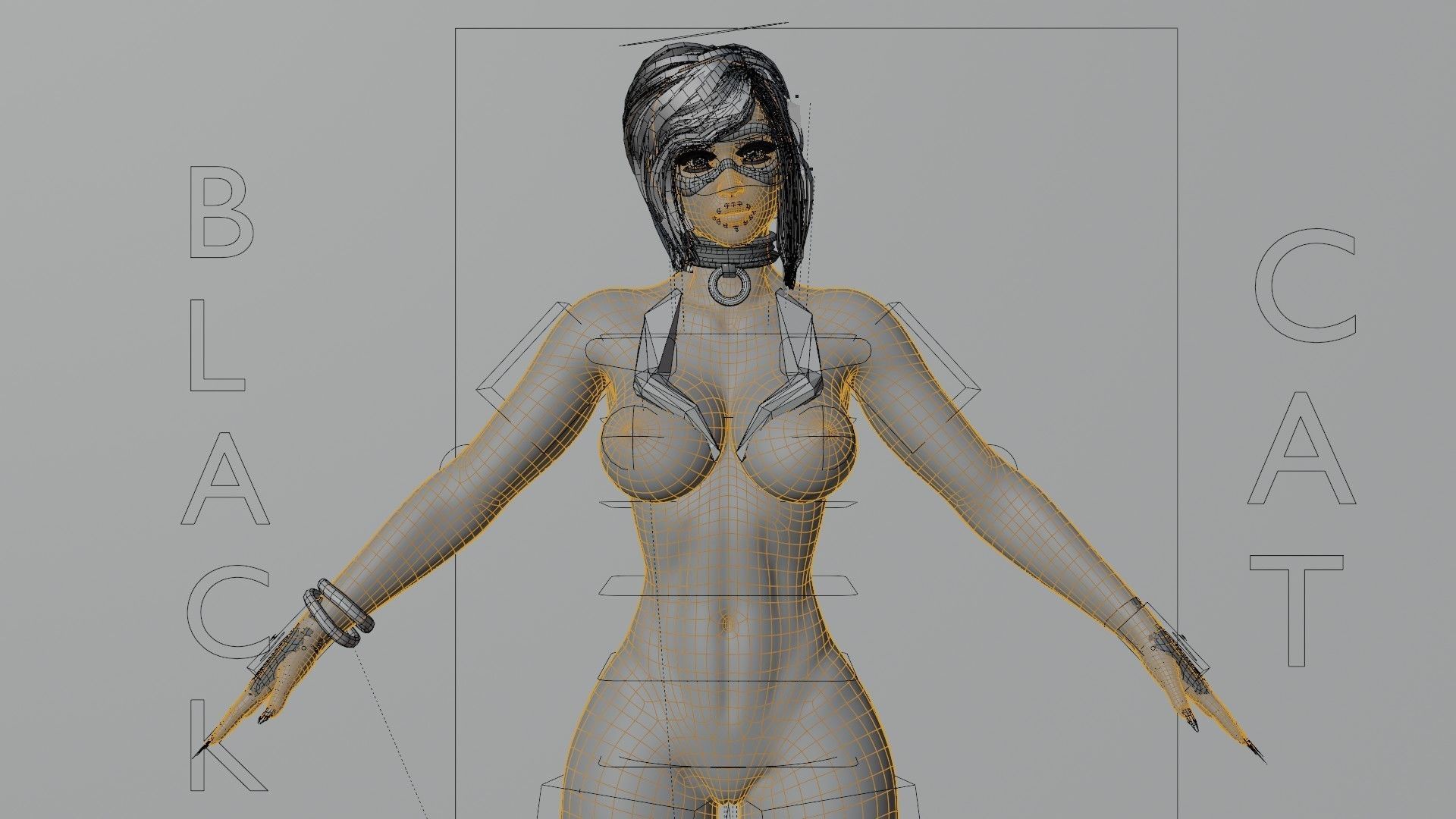 Black Cat or Robber Realistic Female I Low Poly I UE Game Ready Low-poly 3D model_11