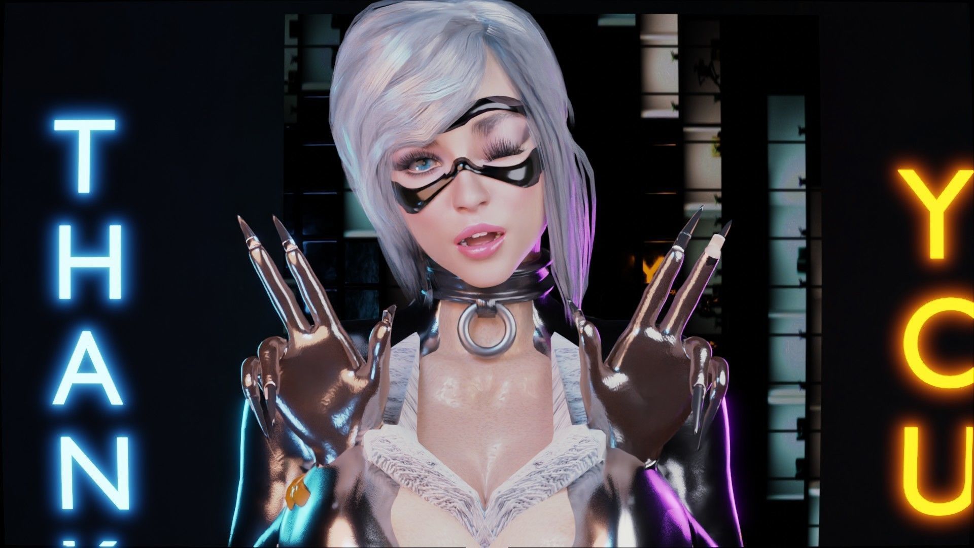 Black Cat or Robber Realistic Female I Low Poly I UE Game Ready Low-poly 3D model_20