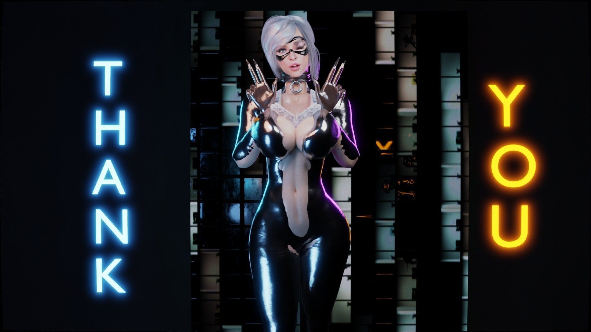 Black Cat or Robber Realistic Female I Low Poly I UE Game Ready Low-poly 3D model_19