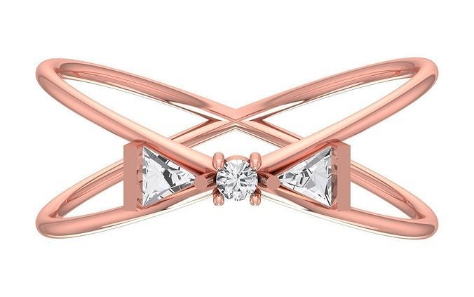 Solitaire Women Light Weight trillion Stone Double Band Ring 3D print model