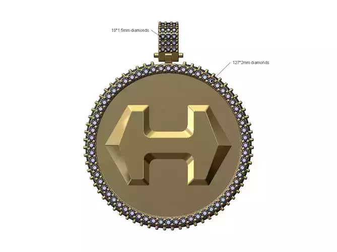 Iced 40mm Super H Hermes Diamond pendant