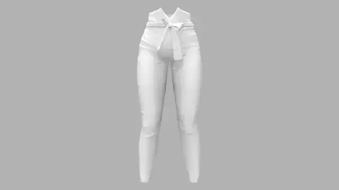 Female White High Waist Pants With Bow Tie Belt Low-poly 3D model Female White High Waist Pants With Bow Tie Belt Low-poly 3D model