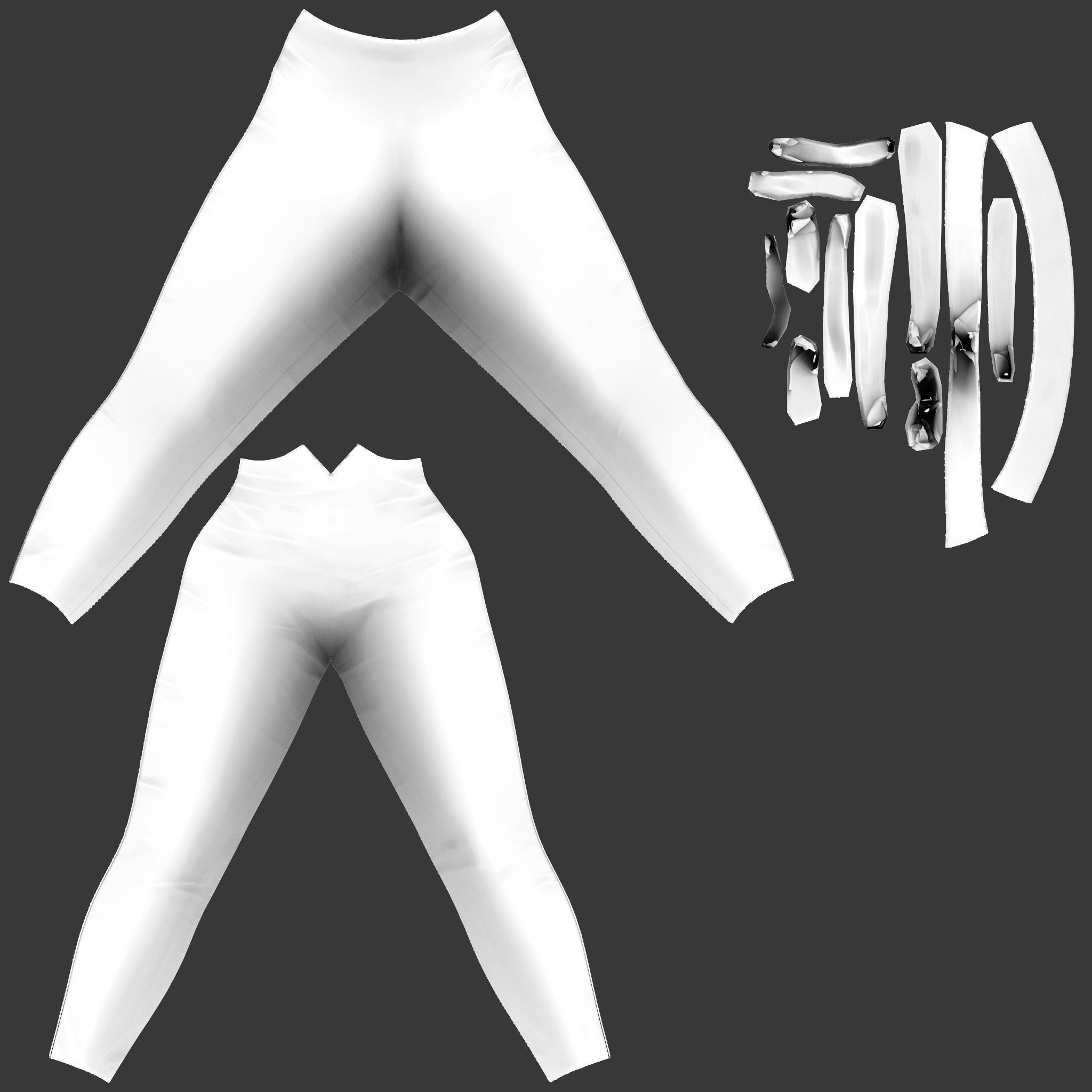 Female White High Waist Pants With Bow Tie Belt Low-poly 3D model_12
