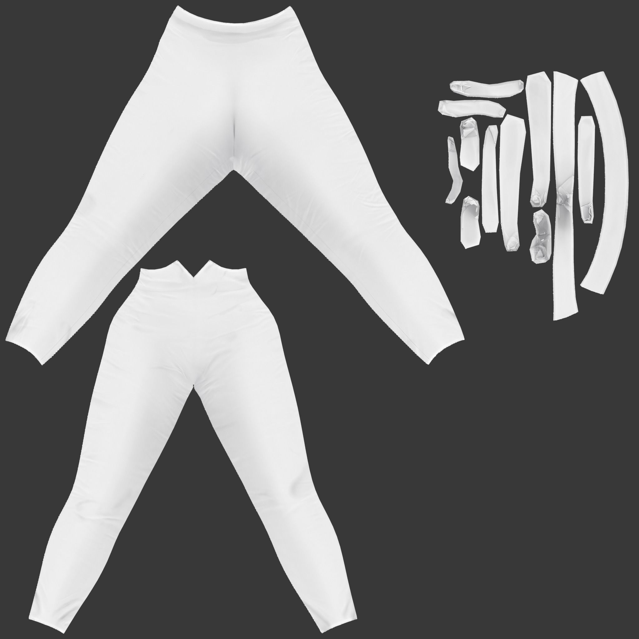 Female White High Waist Pants With Bow Tie Belt Low-poly 3D model_9