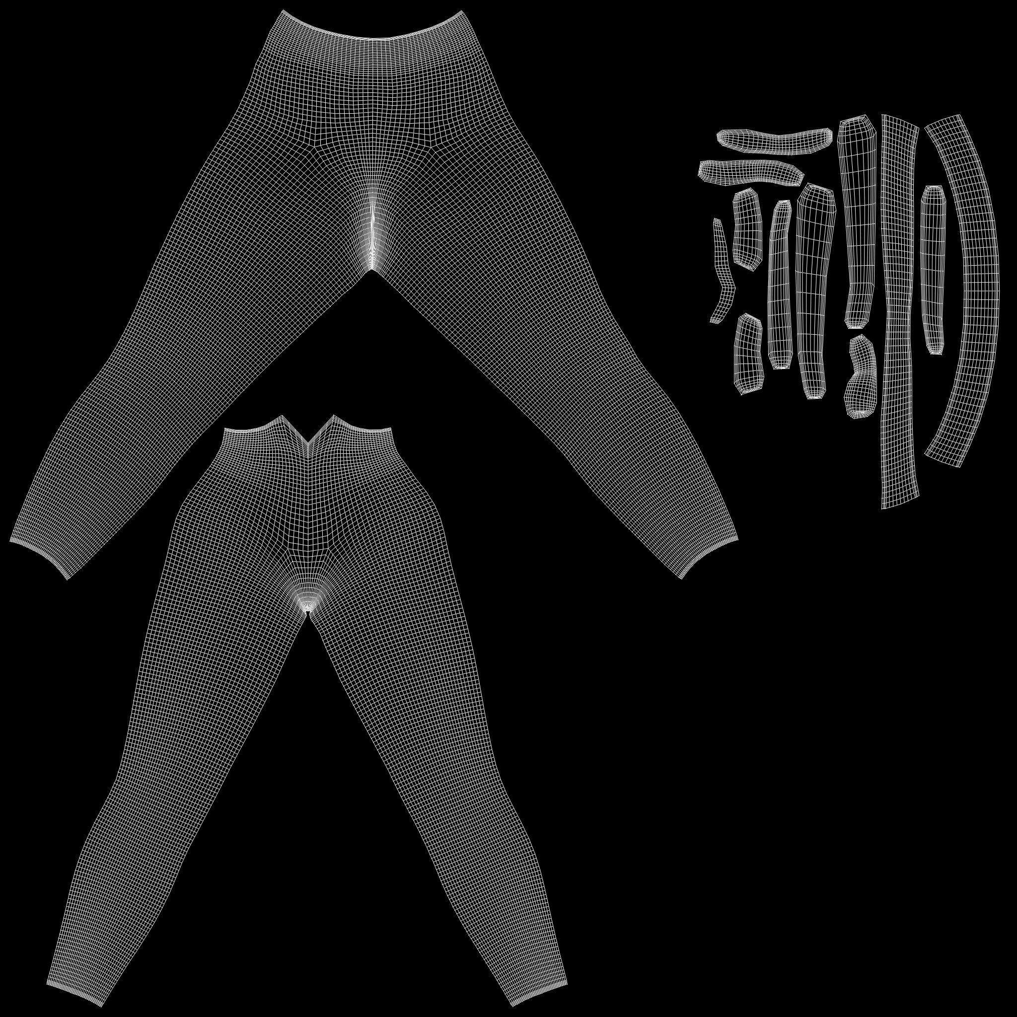 Female White High Waist Pants With Bow Tie Belt Low-poly 3D model_13
