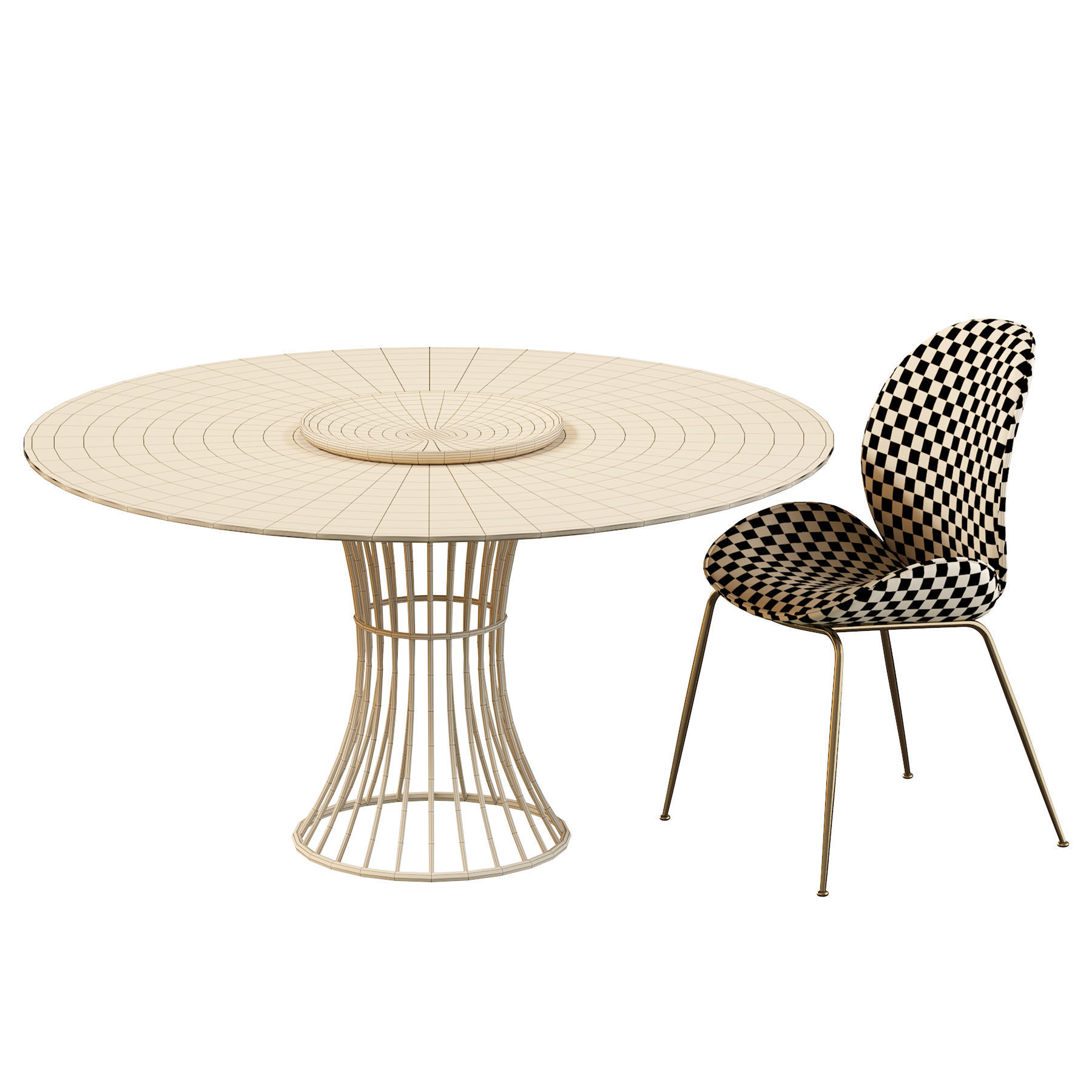 Astor Upholstered Dining Chair and table 3D model_3