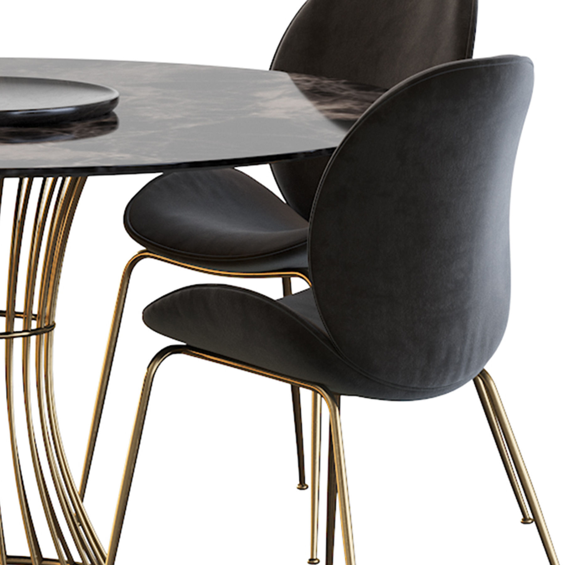 Astor Upholstered Dining Chair and table 3D model_8