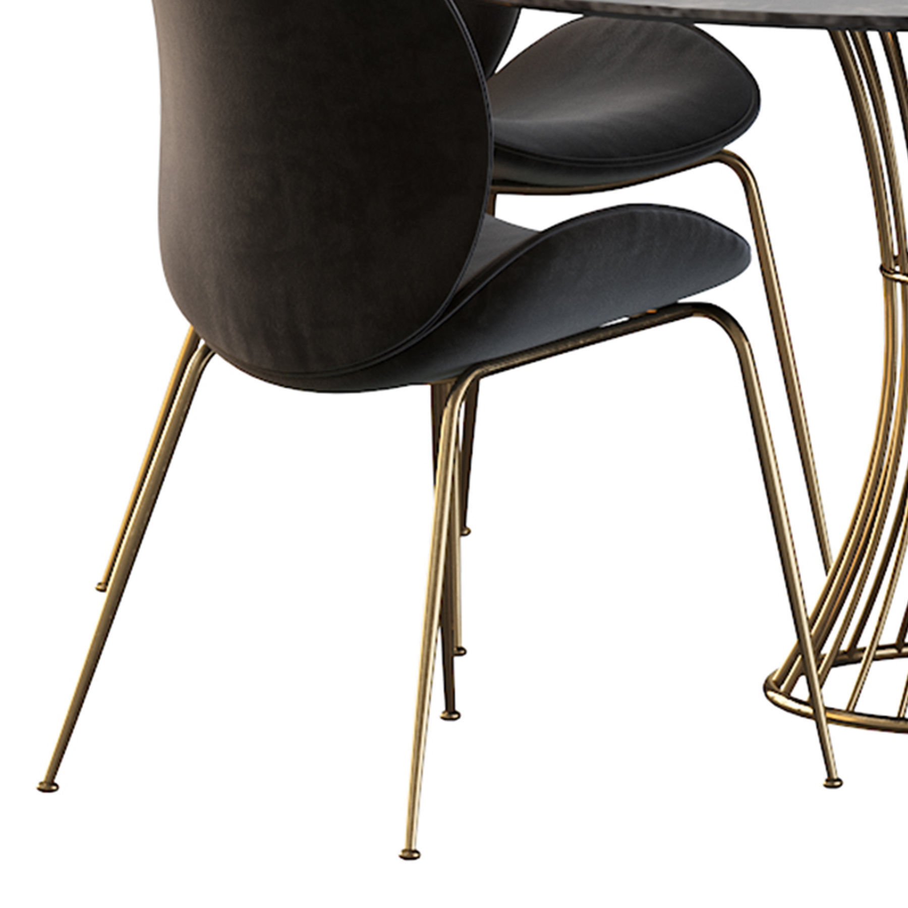 Astor Upholstered Dining Chair and table 3D model_10