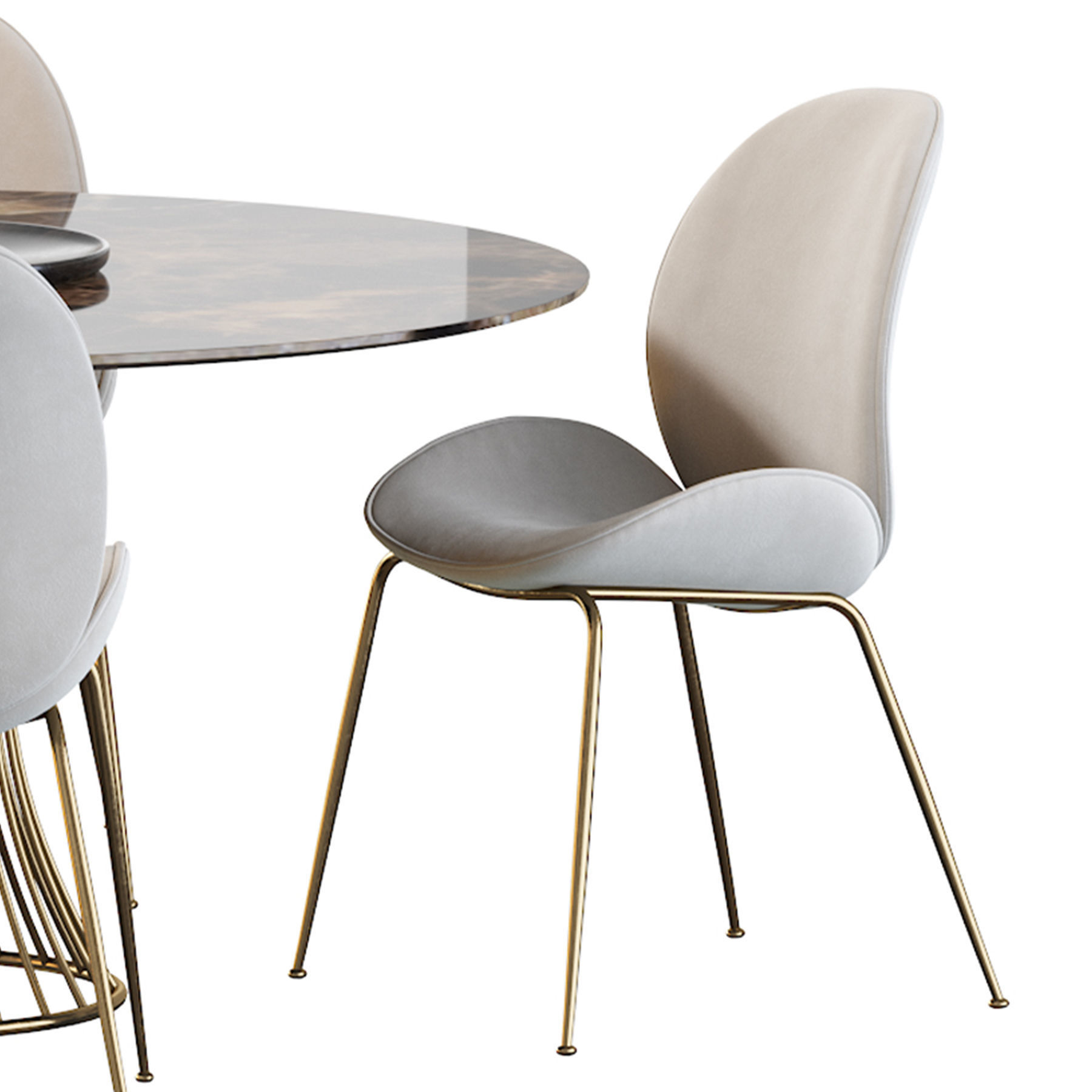 Astor Upholstered Dining Chair and table 3D model_6