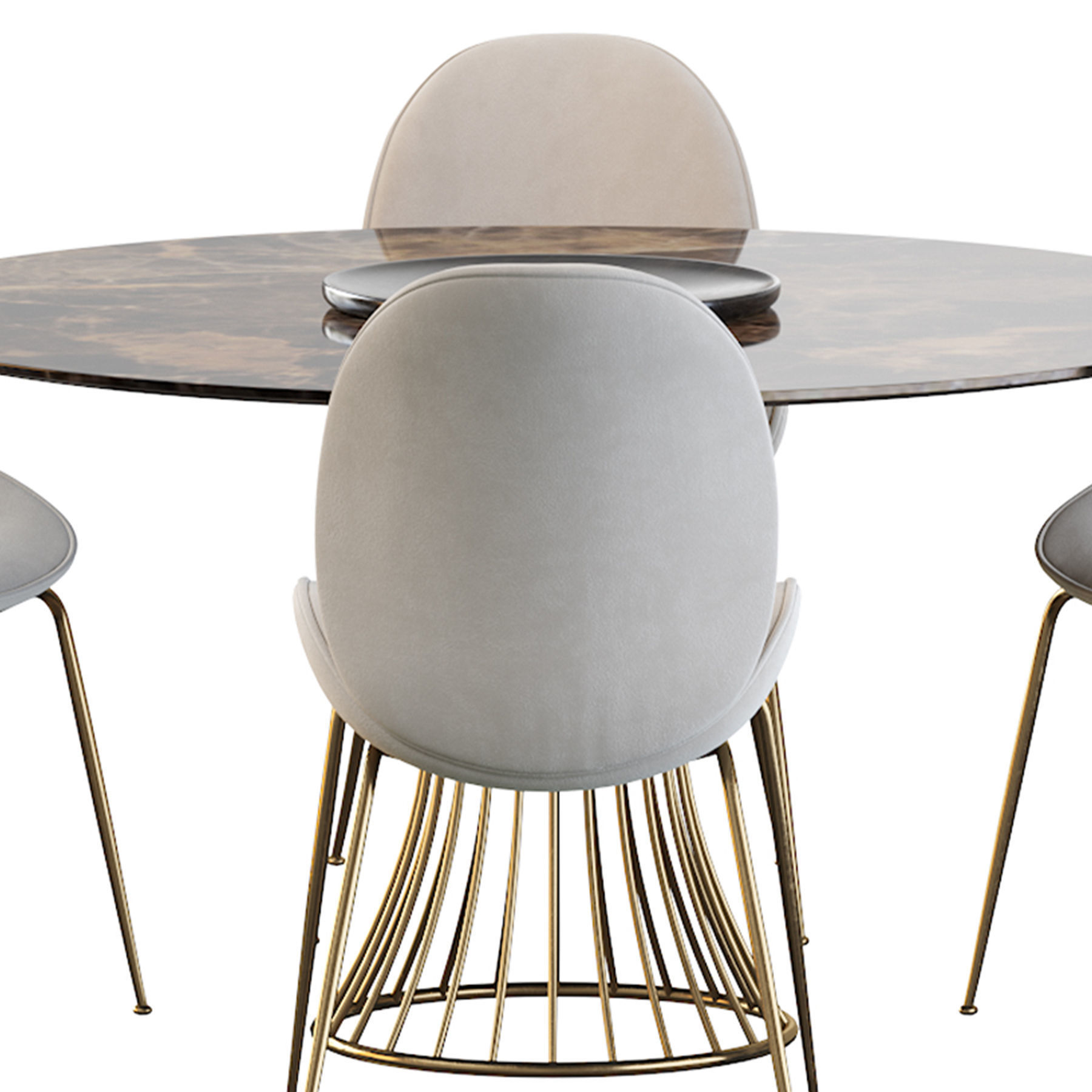 Astor Upholstered Dining Chair and table 3D model_4