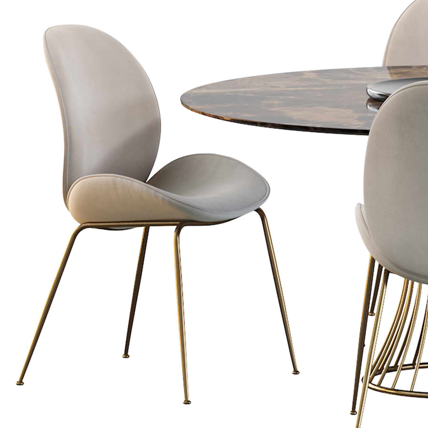 Astor Upholstered Dining Chair and table 3D model_5