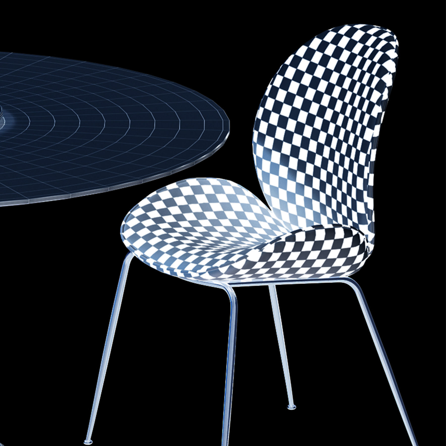 Astor Upholstered Dining Chair and table 3D model_21