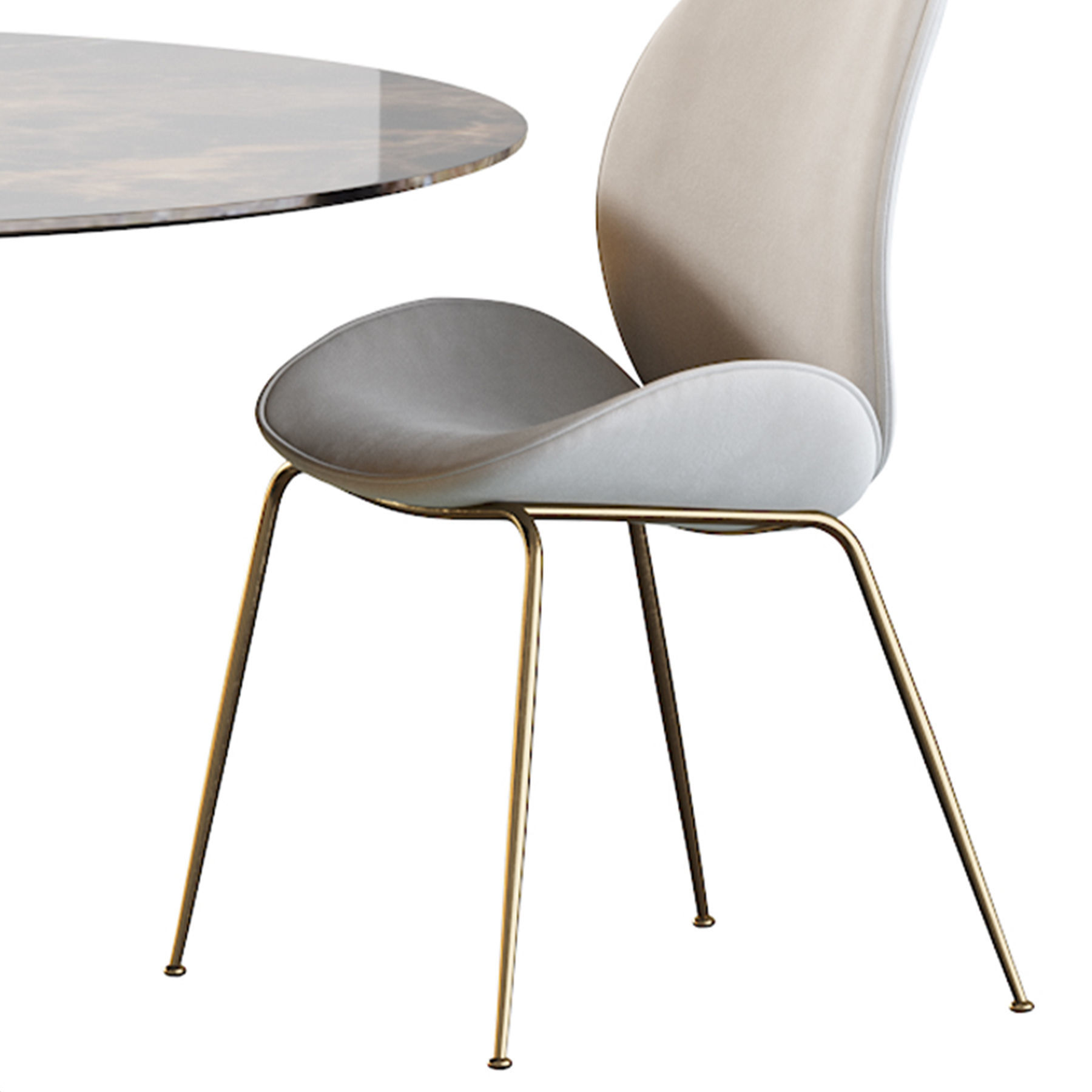 Astor Upholstered Dining Chair and table 3D model_7