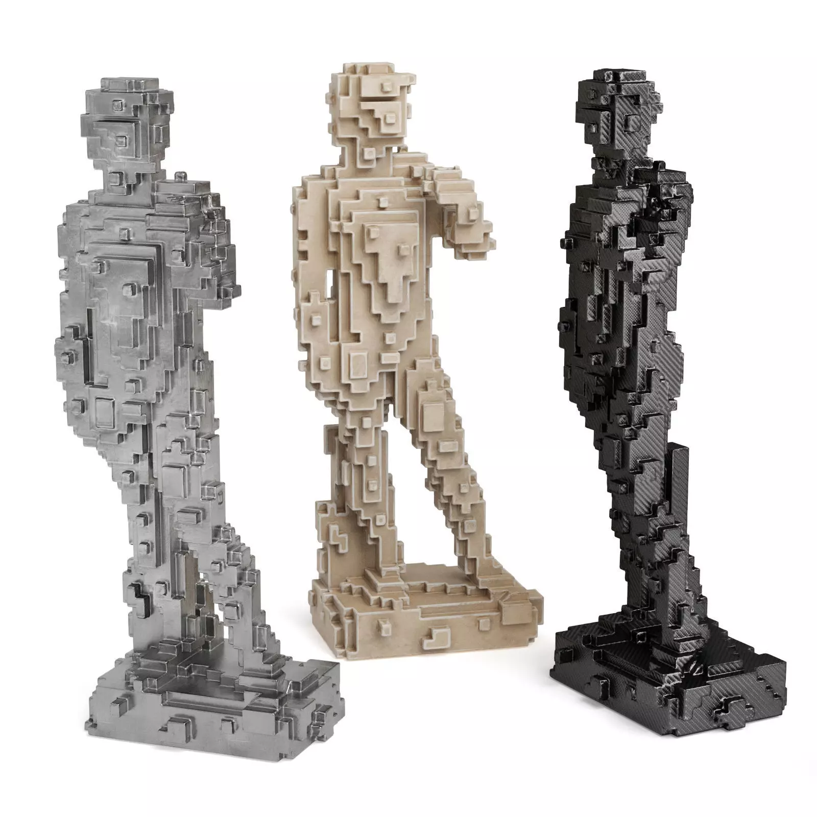 David Michelangelo Pixel sculpture Low-poly 3D model
