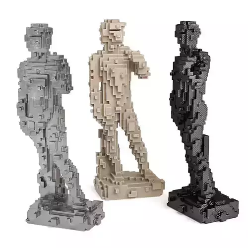 David Michelangelo Pixel sculpture Low-poly 3D model