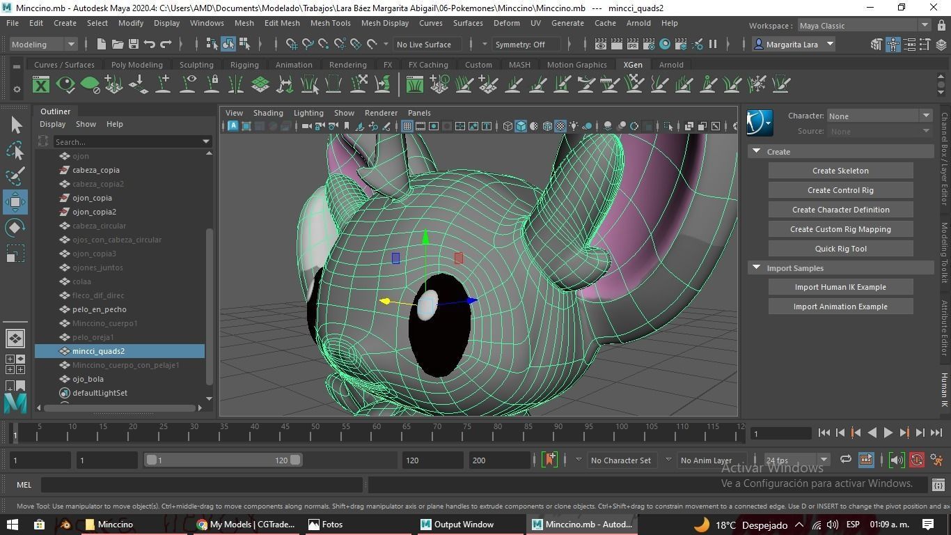Minccino animated character in program Low-poly 3D model_4