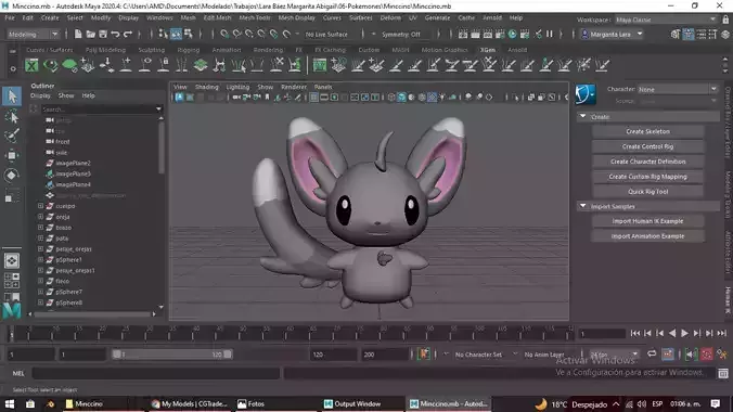 Minccino animated character in program