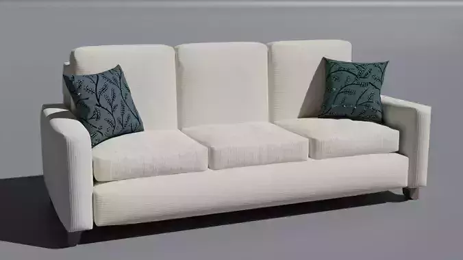 Realistic White Sofa Couch with Pillows 3D model