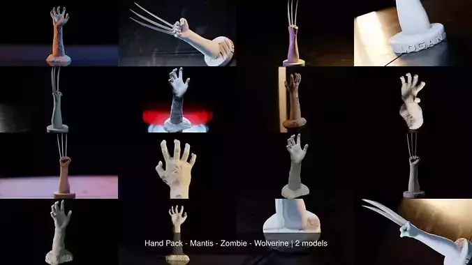 Hand Pack - Mantis - Zombie - Wolverine 3D Model Collection