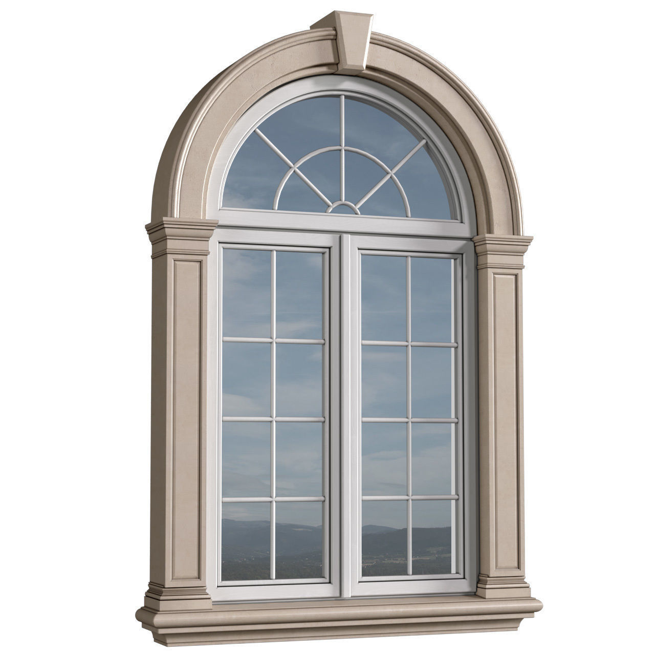 Arched Window in classic style 3D model_1