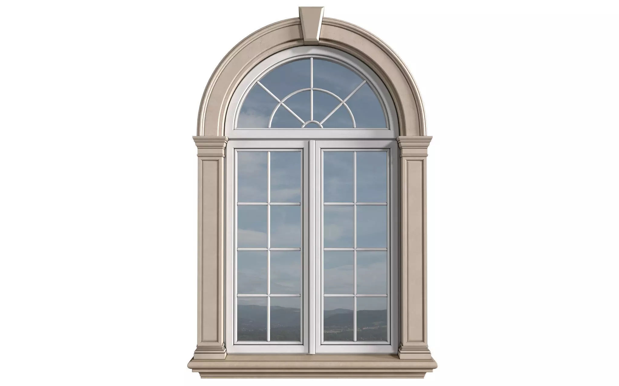 Arched Window in classic style 3D model_0